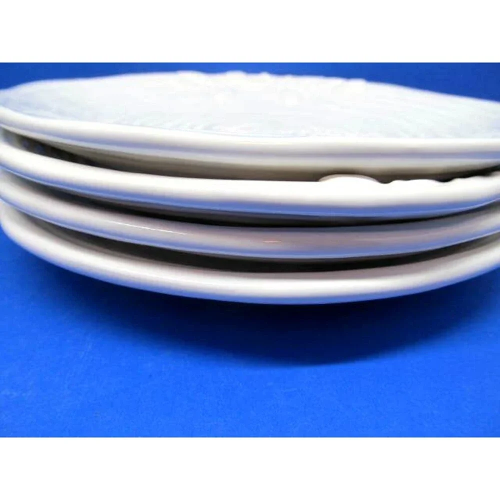 Williams Sonoma Outlet White Swirl Embossed Salad Plates Bundle of 4